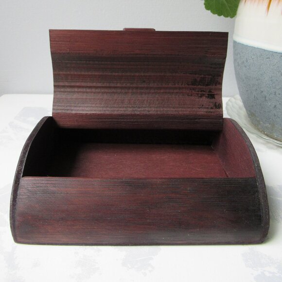 Handmade Curved Rectangular Decorative Wood Box with Elephant Made in Myanmar - Picture 4 of 10